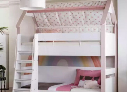 Bunk bed children's room children's bed bed frame wood pink loft bed
